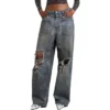 Jeans larghi con tasche rattoppate “Blu” 751111TDW143359
