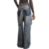 Jeans larghi con tasche rattoppate “Blu” 751111TDW143359