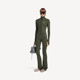 Leggings svasati da donna in stile techwear nei colori kaki/lime