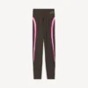 Leggings techwear da donna in marrone kaki/rosa neon