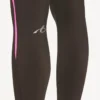 Leggings techwear da donna in marrone kaki/rosa neon