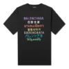 Maglia a maniche corte da uomo con stampa multilingue, nera 612966TJVI32771