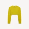 Maglia da donna a girocollo corta in giallo scuro Maglia da donna a girocollo corta in giallo scuro