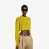 Maglia da donna a girocollo corta in giallo scuro Maglia da donna a girocollo corta in giallo scuro