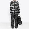 Maglia in cotone con collo rotondo e disegno 3D “Black” 625985T31801070