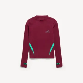 Maglia tecnica da uomo a maniche lunghe, vestibilità aderente, nei colori bordeaux/acquamarina Maglia tecnica da uomo a maniche lunghe, vestibilità aderente, nei colori bordeaux/acquamarina