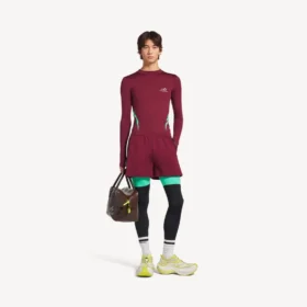 Maglia tecnica da uomo a maniche lunghe, vestibilità aderente, nei colori bordeaux/acquamarina Maglia tecnica da uomo a maniche lunghe, vestibilità aderente, nei colori bordeaux/acquamarina