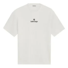 Maglietta a girocollo con logo dello sponsor, bianca 612965TJVD99054