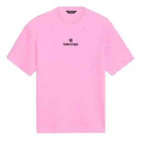 Maglietta a girocollo con logo dello sponsor, rosa/rosso 612965TJVD95764