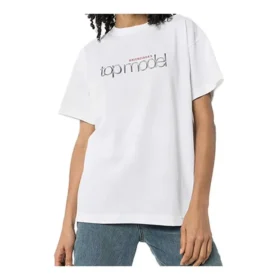 Maglietta a maniche corte bianca con stampa alfabetica Lens 612965TIV829000 Maglietta a maniche corte bianca con stampa alfabetica Lens 612965TIV829000