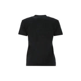 Maglietta a maniche corte con colletto rotondo e logo SS21, nera 612964TJV871070 Maglietta a maniche corte con colletto rotondo e logo SS21, nera 612964TJV871070