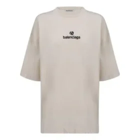 Maglietta a maniche corte con logo ricamato “Alphabet”, grigia e bianca 641532TJVA99054 Maglietta a maniche corte con logo ricamato “Alphabet”, grigia e bianca 641532TJVA99054