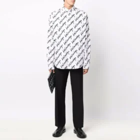 Maglietta a maniche corte con logo scarabocchiato, vestibilità ampia “White” 662983TLLJ49040