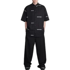Maglietta a maniche corte con logo su tutta la superficie “Black White” 681702TOL651070