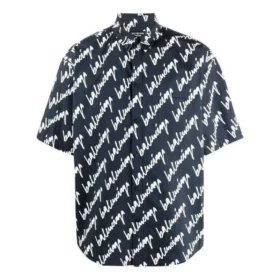 Maglietta a maniche corte con scarabocchi su tutta la superficie “Blu scuro Bianco” 681702TLLJ48502