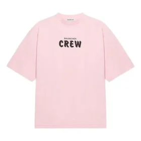 Maglietta a maniche corte con stampa del logo Crew, rosa/rosso 620941TIVG91900 Maglietta a maniche corte con stampa del logo Crew, rosa/rosso 620941TIVG91900