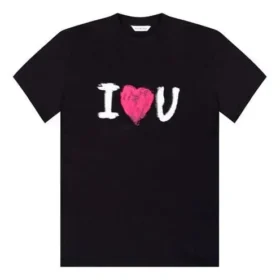Maglietta a maniche corte con stampa “I Love U” – Nera 612965TJVL51070 Maglietta a maniche corte con stampa “I Love U” – Nera 612965TJVL51070