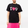 Maglietta a maniche corte con stampa “I Love U” – Nera 612965TJVL51070