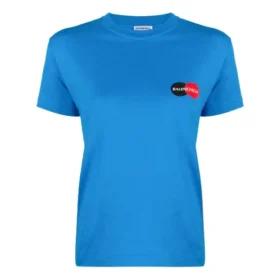 Maglietta casual a maniche corte con logo alfabetico, blu 612964TIV797601