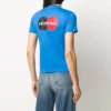 Maglietta casual a maniche corte con logo alfabetico, blu 612964TIV797601