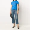 Maglietta casual a maniche corte con logo alfabetico, blu 612964TIV797601