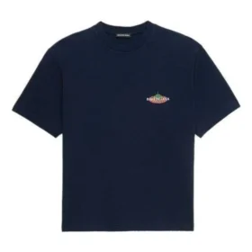 Maglietta con collo rotondo in cotone Balenciaga “Navy” 594579THV608065 Maglietta con collo rotondo in cotone Balenciaga “Navy” 594579THV608065