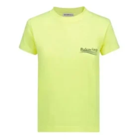 Maglietta con logo stampato, girocollo, gialla 612964TJVF77110