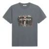 Maglietta con stampa del logo della band, stile retrò, maniche corte, grigia 612965TIV471404