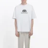 Maglietta da uomo Balenciaga bianca con logo BB, stampa del logo classico, maniche corte 570803TEV489044