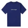 Maglietta da uomo Balenciaga con logo alfabetico, maniche corte, blu 612966TIV541195