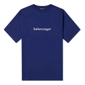 Maglietta da uomo Balenciaga con logo alfabetico, maniche corte, blu 612966TIV541195 Maglietta da uomo Balenciaga con logo alfabetico, maniche corte, blu 612966TIV541195