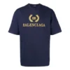 Maglietta da uomo Balenciaga con logo, collo rotondo e maniche corte, blu navy 535622TAV044128
