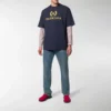 Maglietta da uomo Balenciaga con logo, collo rotondo e maniche corte, blu navy 535622TAV044128