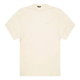 Maglietta da uomo Balenciaga con logo ricamato, girocollo e maniche corte, bianco crema 641614TJV829757 Maglietta da uomo Balenciaga con logo ricamato, girocollo e maniche corte, bianco crema 641614TJV829757