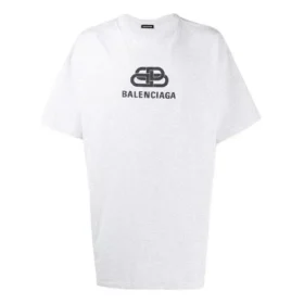 Maglietta da uomo Balenciaga con logo stampato, collo rotondo e maniche corte, bianca 583214TFV652569 Maglietta da uomo Balenciaga con logo stampato, collo rotondo e maniche corte, bianca 583214TFV652569