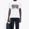 Maglietta da uomo Balenciaga con stampa del logo “Band Portrait”, stile retrò, maniche corte, bianca 612966TIV479000