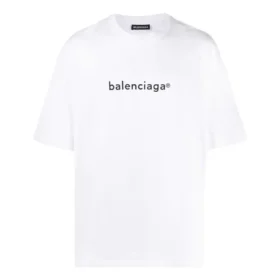 Maglietta da uomo Balenciaga con stampa del logo, comoda, a maniche corte, bianca 612966TIV549040 Maglietta da uomo Balenciaga con stampa del logo, comoda, a maniche corte, bianca 612966TIV549040