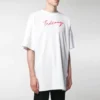 Maglietta da uomo Balenciaga con stampa del logo, maniche corte, bianca 583214TFV639783