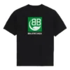 Maglietta da uomo Balenciaga con stampa del logo, maniche corte, nera 594579THV631000