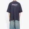Maglietta da uomo Balenciaga con stampa “Political Campaign”, maniche corte, blu navy 570803TAV444128