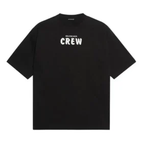 Maglietta da uomo Balenciaga Crew con stampa alfabetica a maniche corte, nera 620969TIV741070 Maglietta da uomo Balenciaga Crew con stampa alfabetica a maniche corte, nera 620969TIV741070