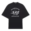 Maglietta da uomo Balenciaga da corsa con stampa a motivi e logo, ampia, a maniche corte, nera 641614TJVK61070