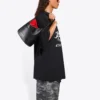 Maglietta da uomo Balenciaga da corsa con stampa a motivi e logo, ampia, a maniche corte, nera 641614TJVK61070