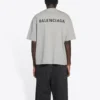 Maglietta da uomo Balenciaga FW21 con stampa logo, stile retrò, maniche corte, grigia 612966TIVG51167