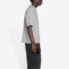Maglietta da uomo Balenciaga FW21 con stampa logo, stile retrò, maniche corte, grigia 612966TIVG51167