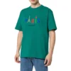Maglietta da uomo Balenciaga Paris Love Regular con stampa a maniche corte, verde 594579TGV433640