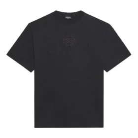 Maglietta da uomo Balenciaga SS21 con stampa del logo, dal taglio ampio, a collo tondo e maniche corte, nera 641675TKV711069 Maglietta da uomo Balenciaga SS21 con stampa del logo, dal taglio ampio, a collo tondo e maniche corte, nera 641675TKV711069