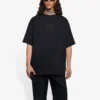 Maglietta da uomo Balenciaga SS21 con stampa del logo, dal taglio ampio, a collo tondo e maniche corte, nera 641675TKV711069