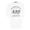 Maglietta da uomo Balenciaga SS21 con stampa motivo maratona e logo, maniche corte, bianca 641614TJVK69040
