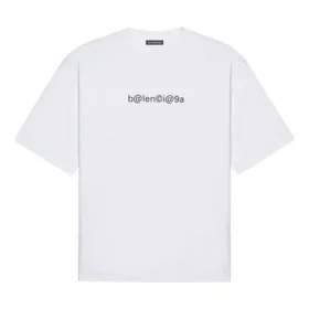 Maglietta da uomo Balenciaga Symbolic a maniche corte con stampa alfabetica e collo rotondo, bianca 620969TIV509040 Maglietta da uomo Balenciaga Symbolic a maniche corte con stampa alfabetica e collo rotondo, bianca 620969TIV509040